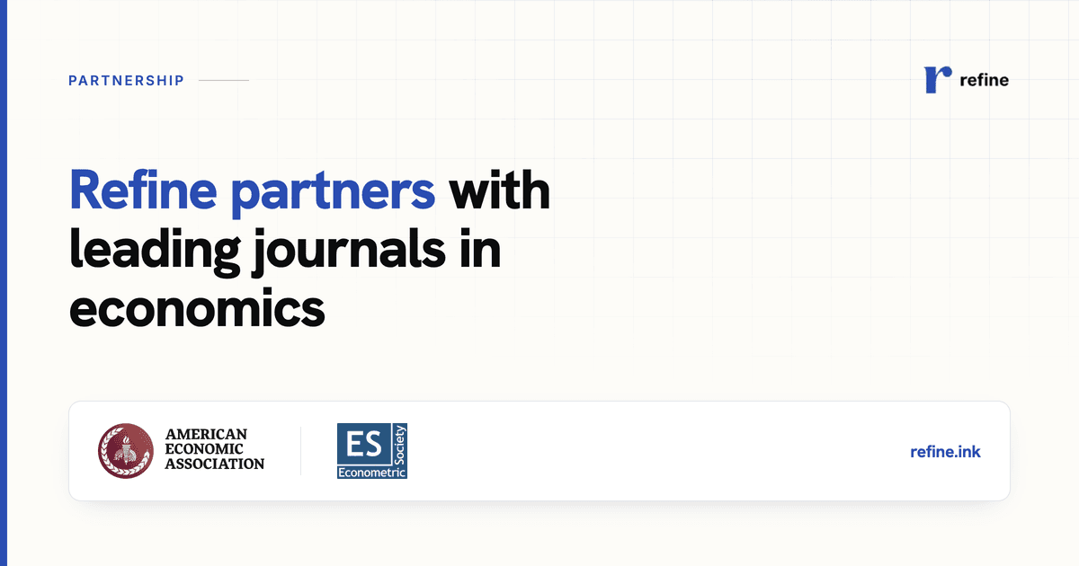 Refine partners with leading journals in economics — American Economic Association and Econometric Society
